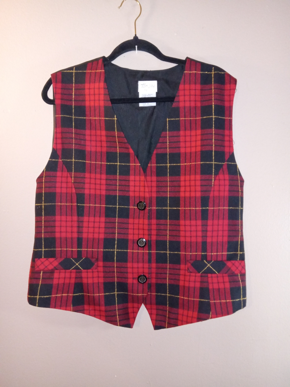 TanJay Red and Black Plaid Women's Vest